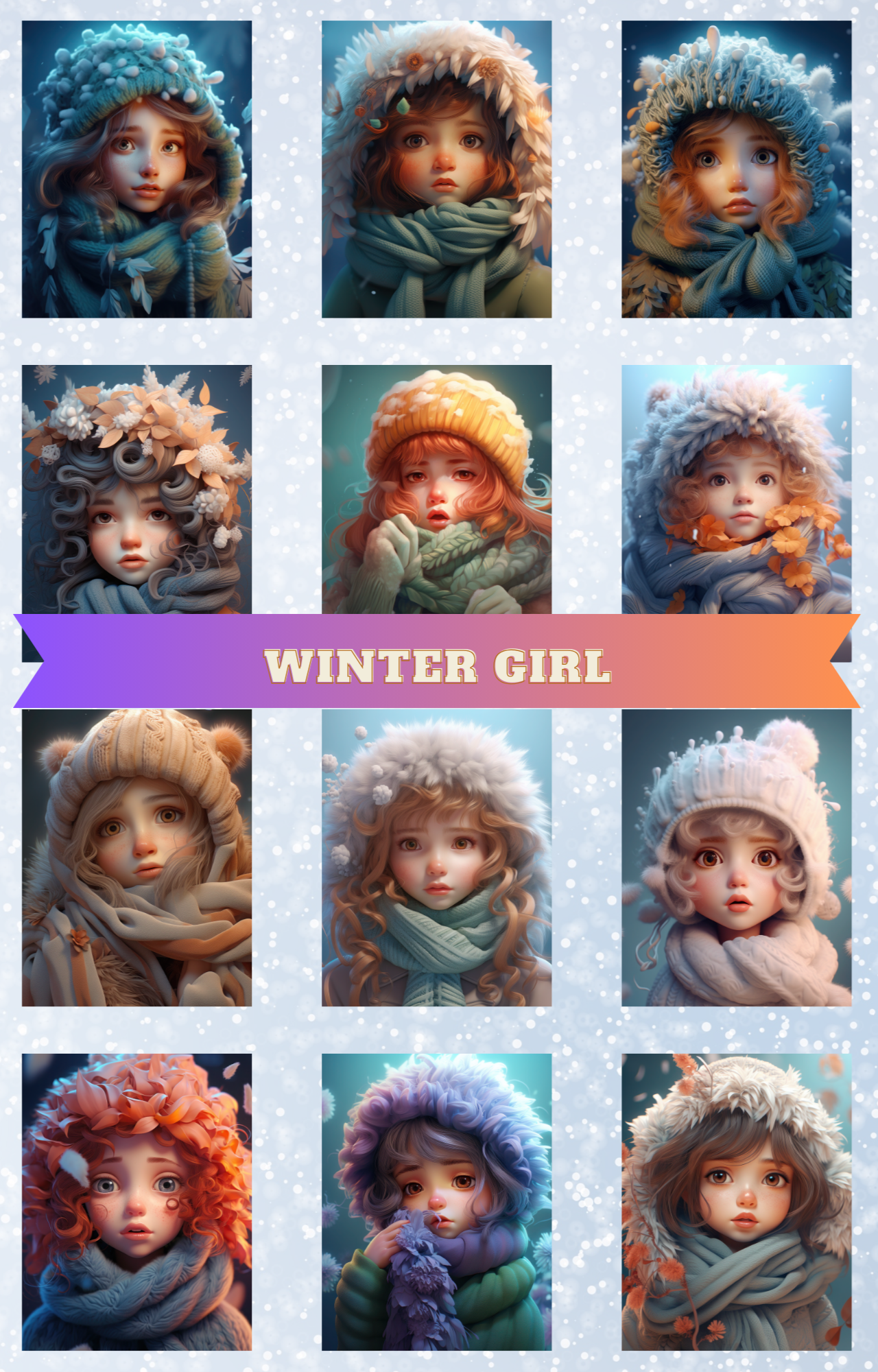 "Winter Girl" Decorative Diamond Painting Release Paper