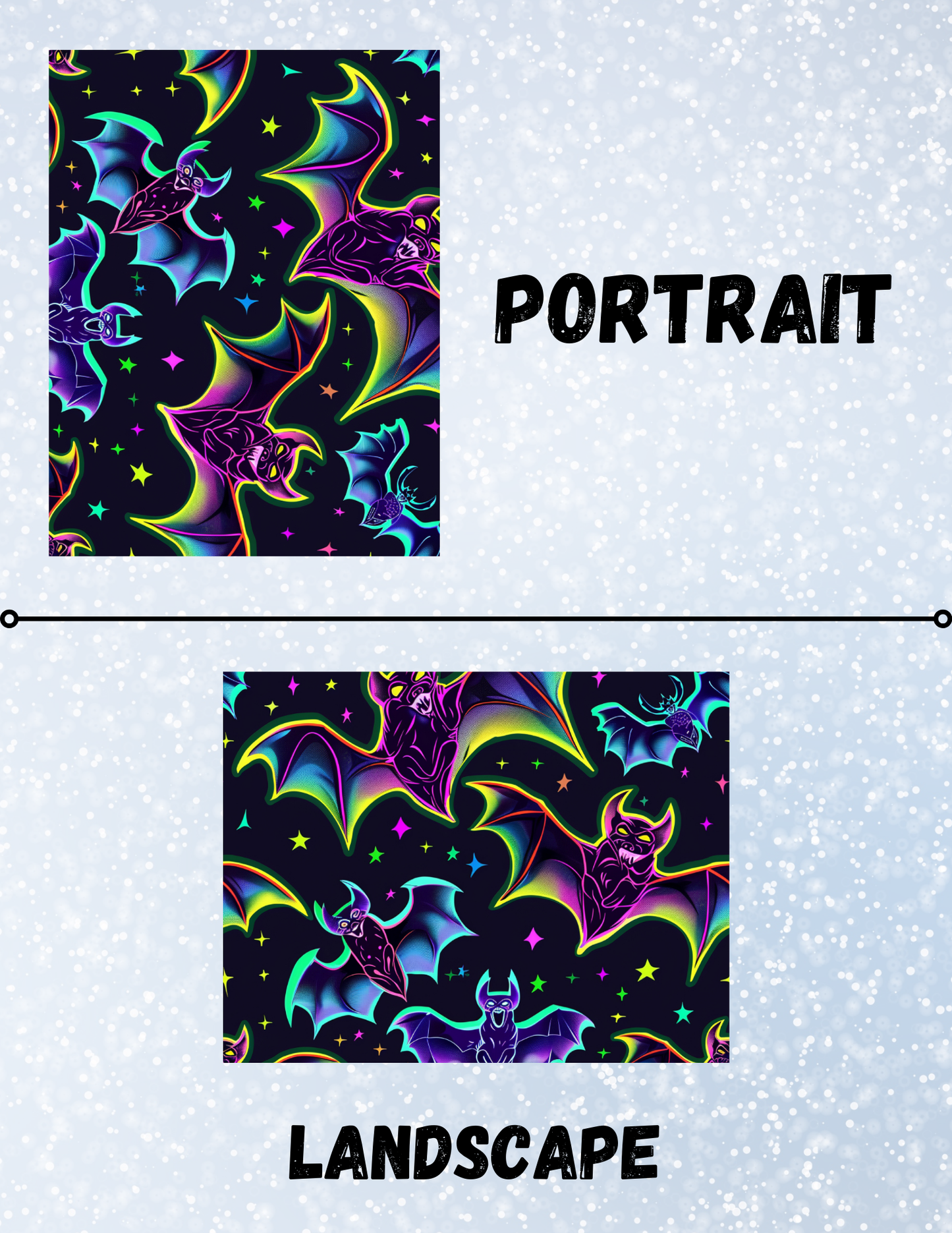 "Neon Bats" Decorative Diamond Painting Release Papers