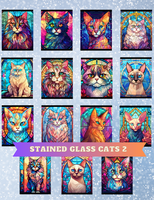 "Stained Glass Cats 2" Premium Diamond Painting Release Papers