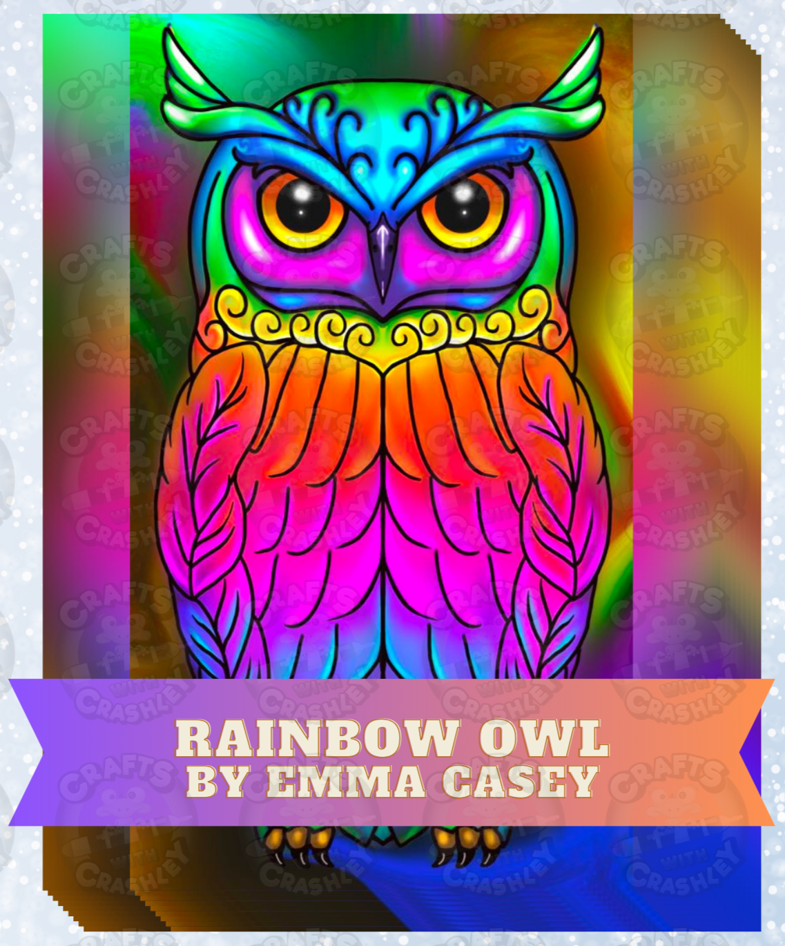 "Rainbow Owl" by Emma Casey Decorative Diamond Painting Release Papers