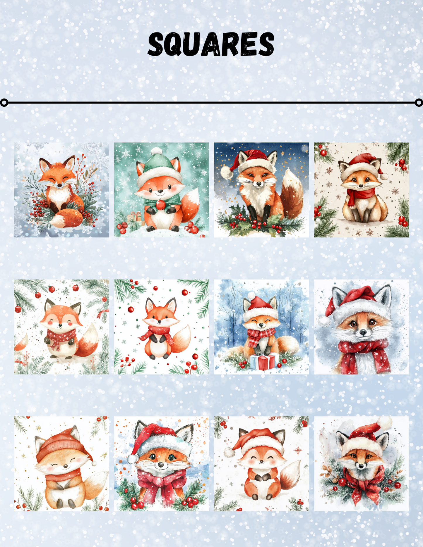 "Christmas Foxes" Decorative Diamond Painting Release Papers