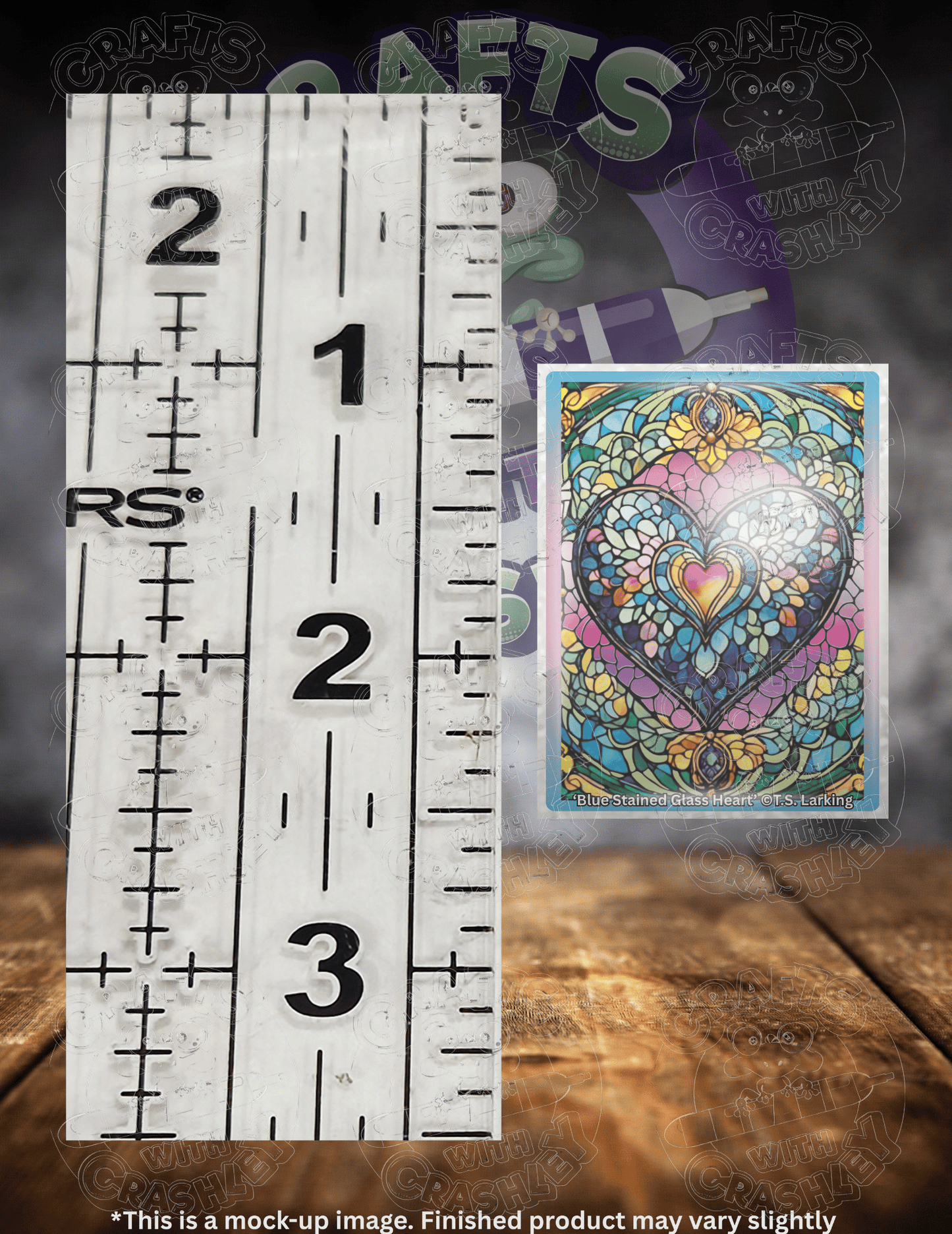 "Blue Stained Glass Heart" by ©T.S. Larking Premium Accessories for Diamond Painting