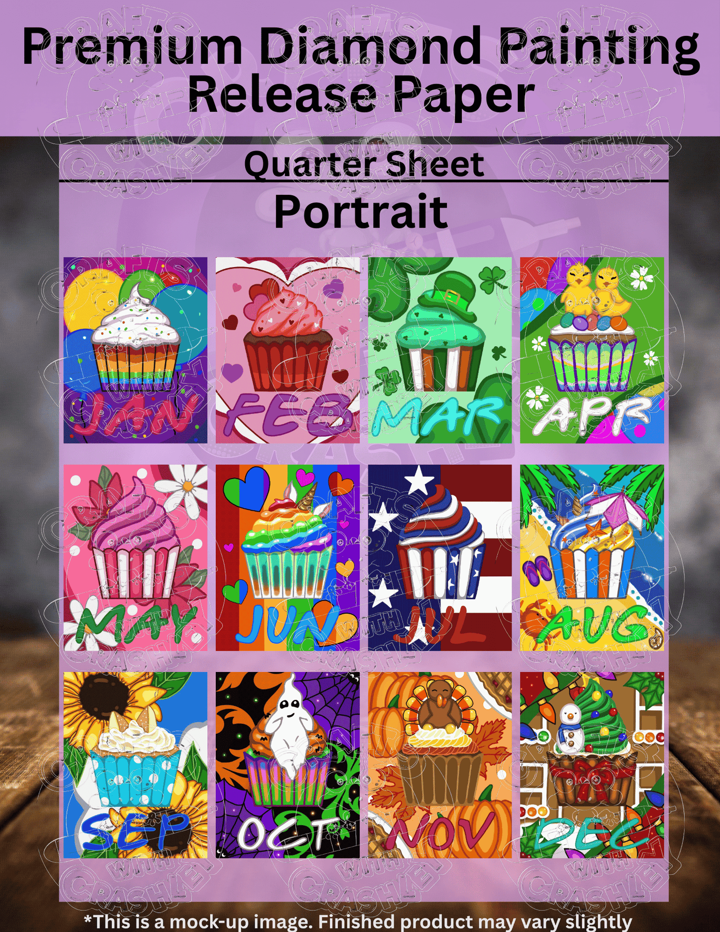 "Cupcake for Every Month" by ©Emma Casey Premium Accessories for Diamond Painting