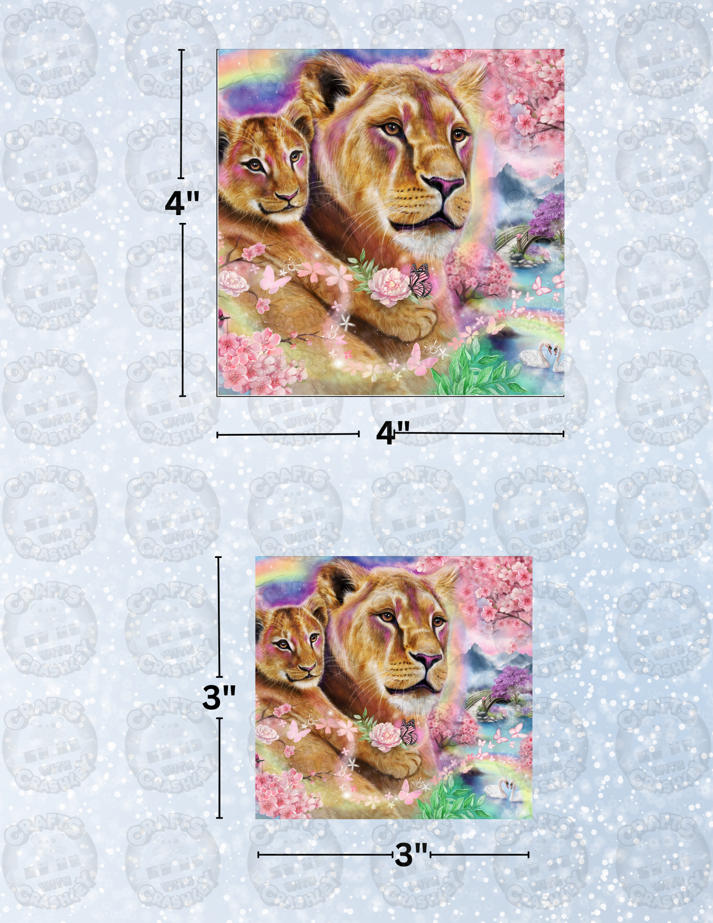 "Spring Breeze Lions" by ©Sheena Pike Decorative Diamond Painting Release Papers