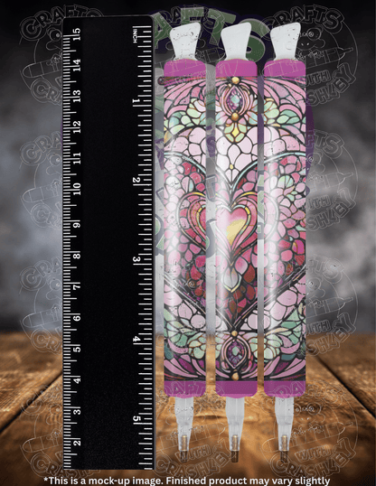 "Pink Stained Glass Heart" by ©T.S. Larking Premium Accessories for Diamond Painting