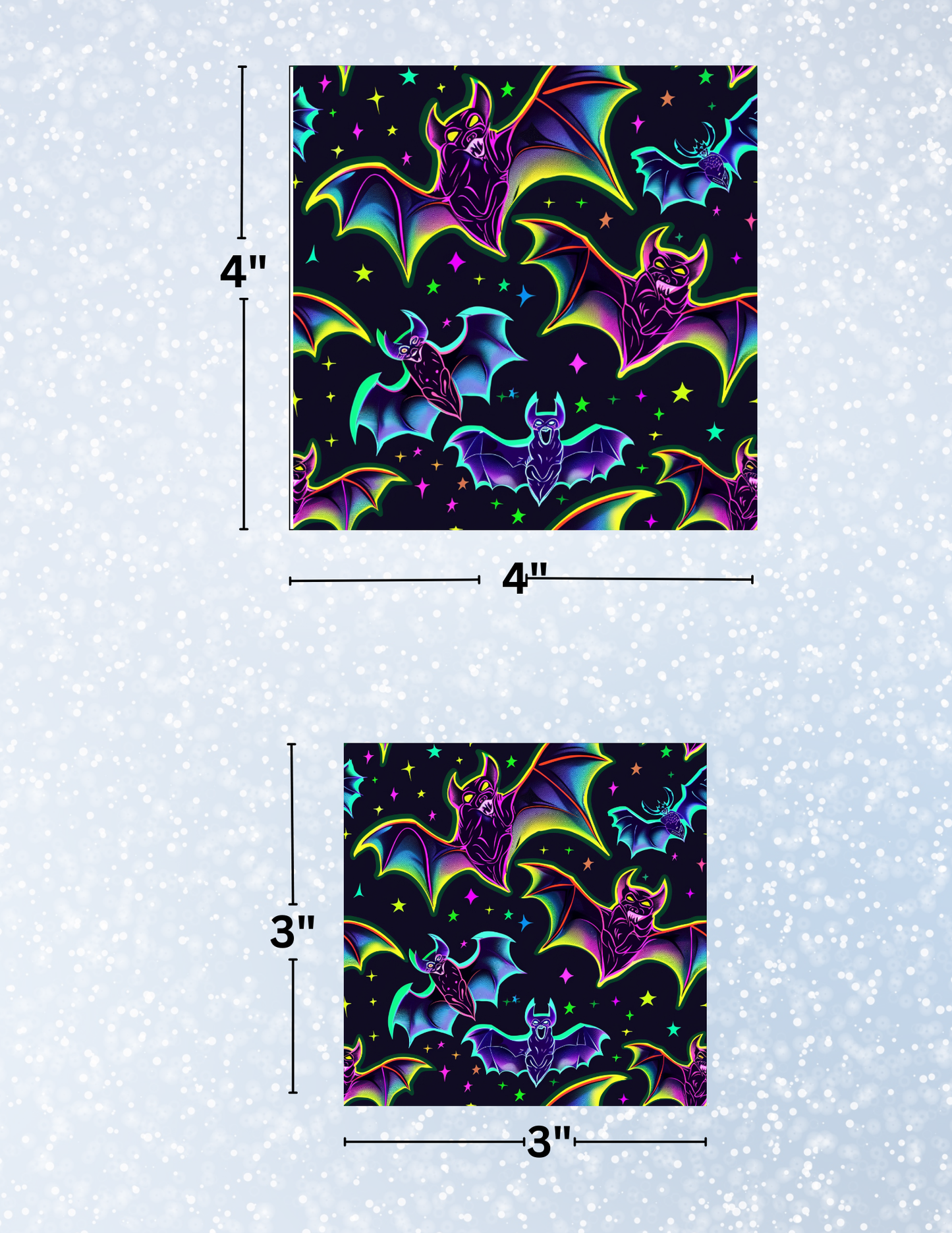 "Neon Bats" Decorative Diamond Painting Release Papers