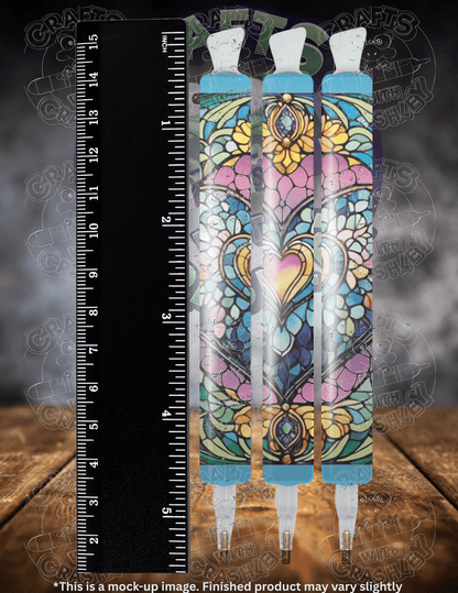 "Blue Stained Glass Heart" by ©T.S. Larking Premium Accessories for Diamond Painting