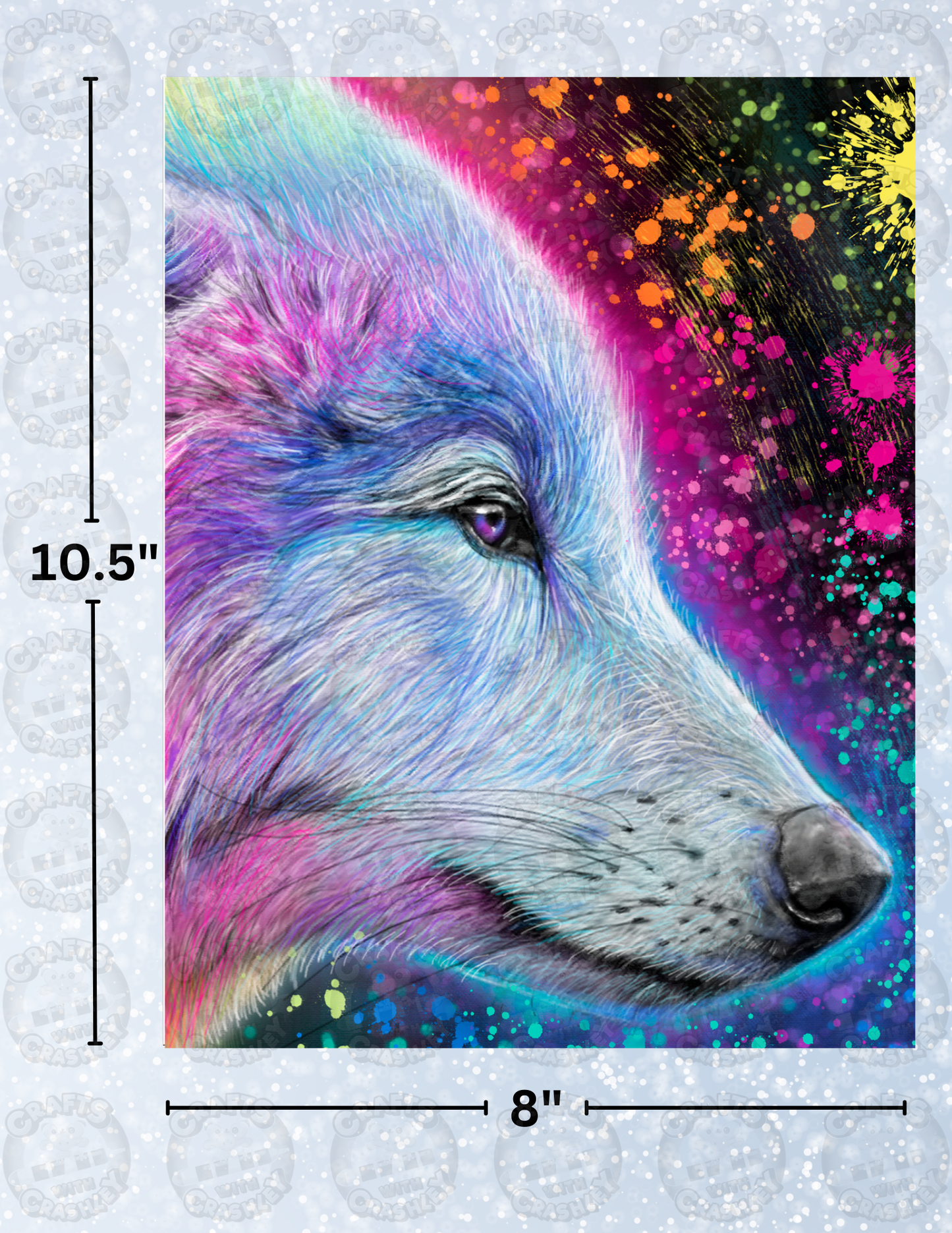 "Neon Rainbow Wolf" by ©Sheena Pike Decorative Diamond Painting Release Papers