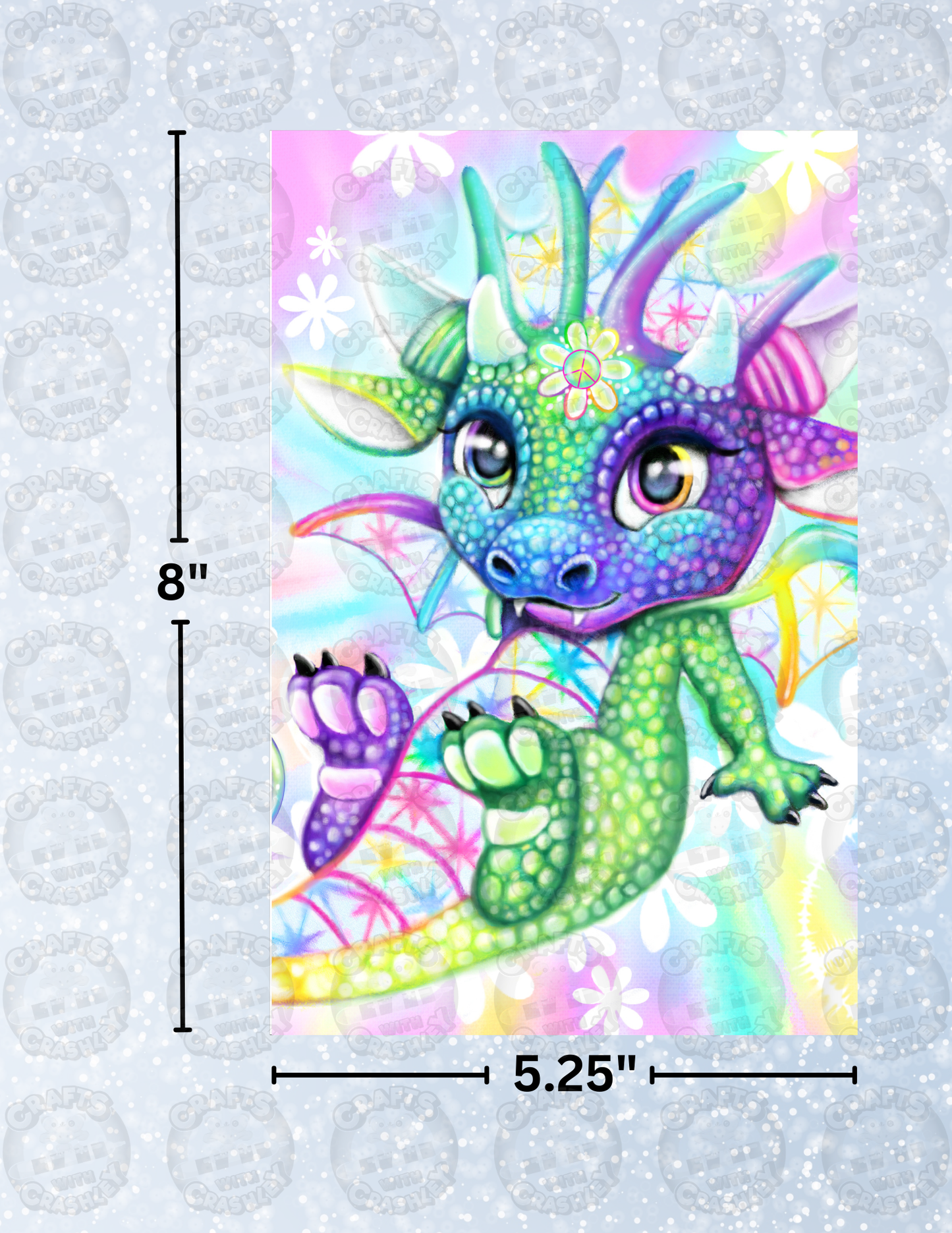 "Peaceful Tie Dye Lil Dragonz" by ©Sheena Pike Decorative Diamond Painting Release Papers