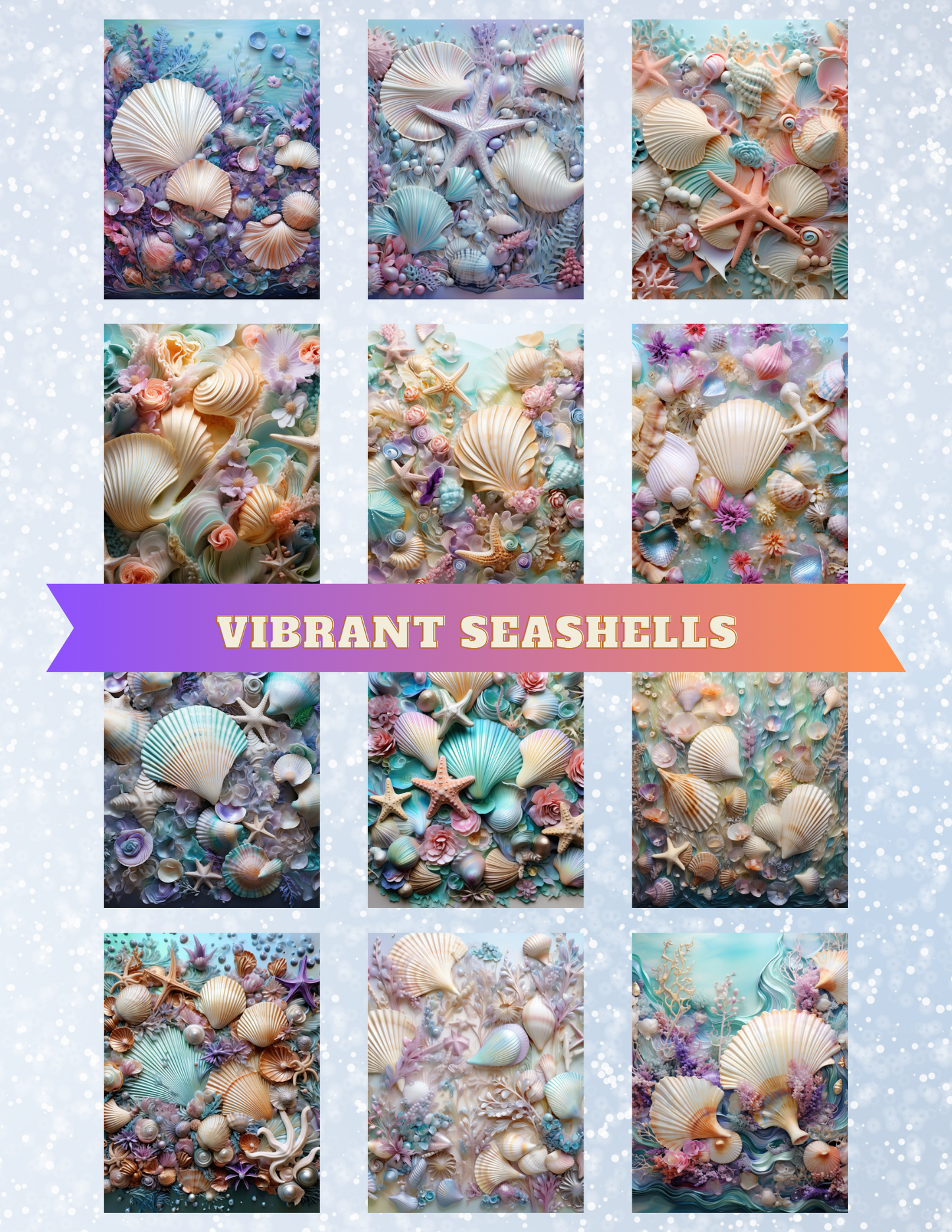 "Vibrant Seashells" Decorative Diamond Painting Release Papers