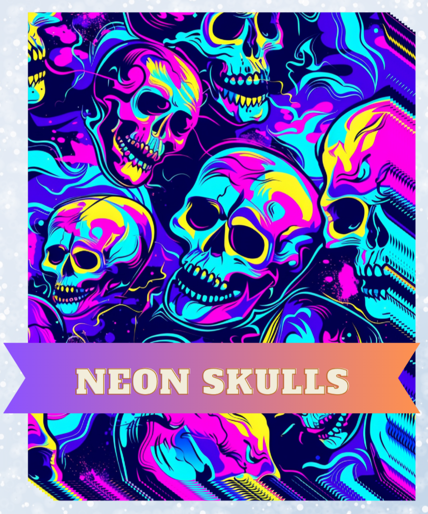 "Neon Skulls" Decorative Diamond Painting Release Papers