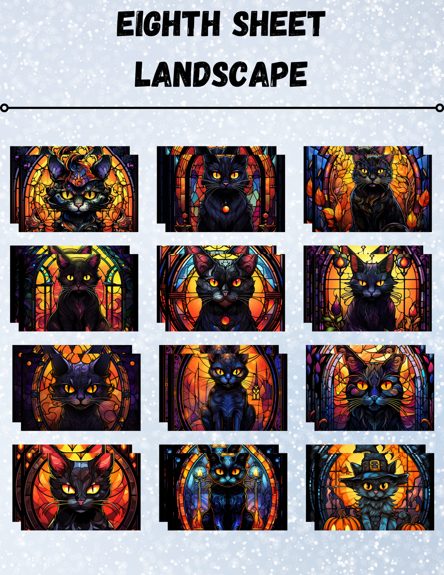 "Stained Glass Halloween Cats" Decorative Diamond Painting Release Papers