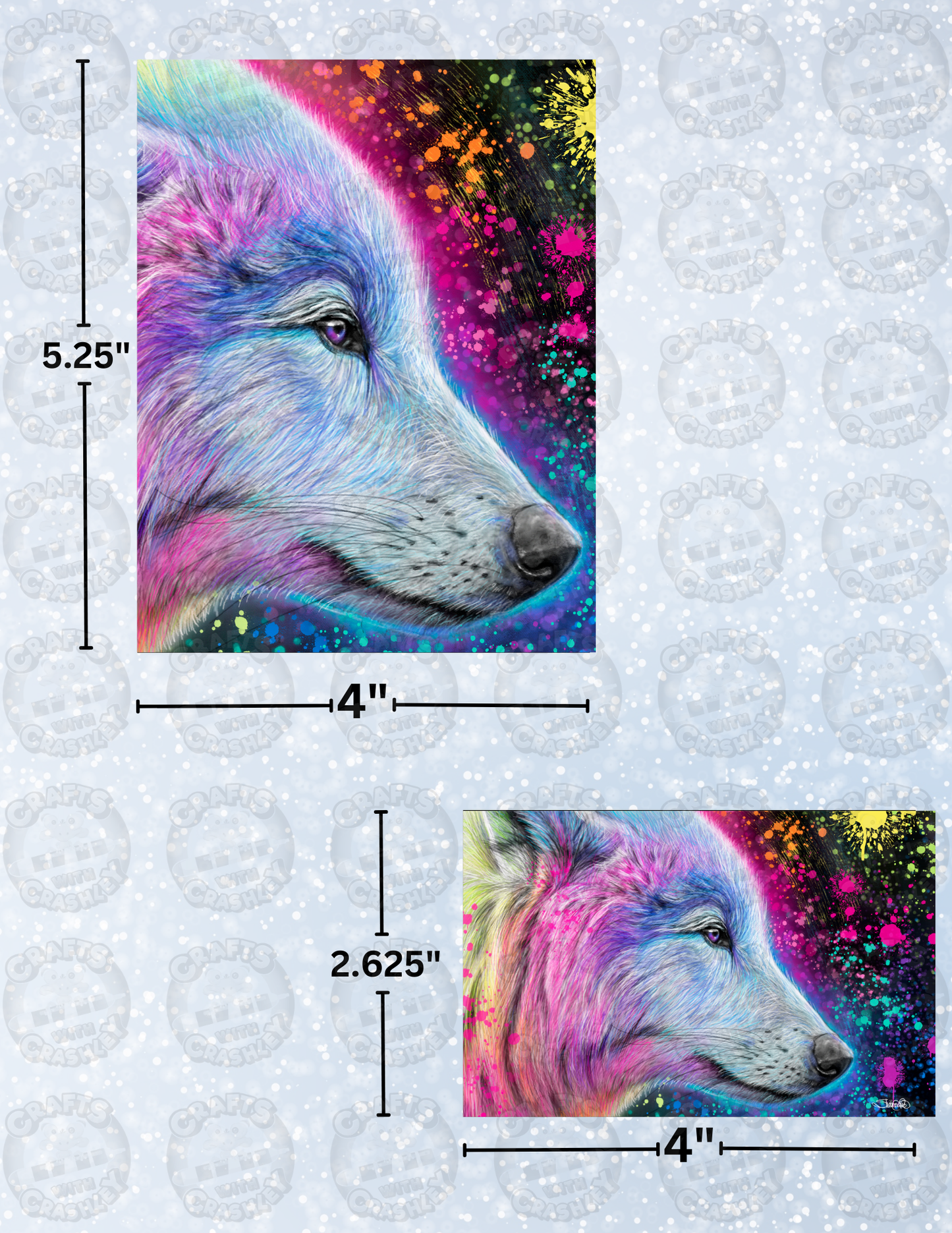 "Neon Rainbow Wolf" by ©Sheena Pike Decorative Diamond Painting Release Papers