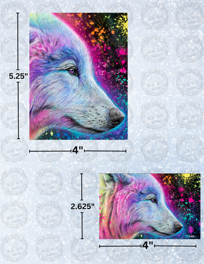 "Neon Rainbow Wolf" by ©Sheena Pike Decorative Diamond Painting Release Papers