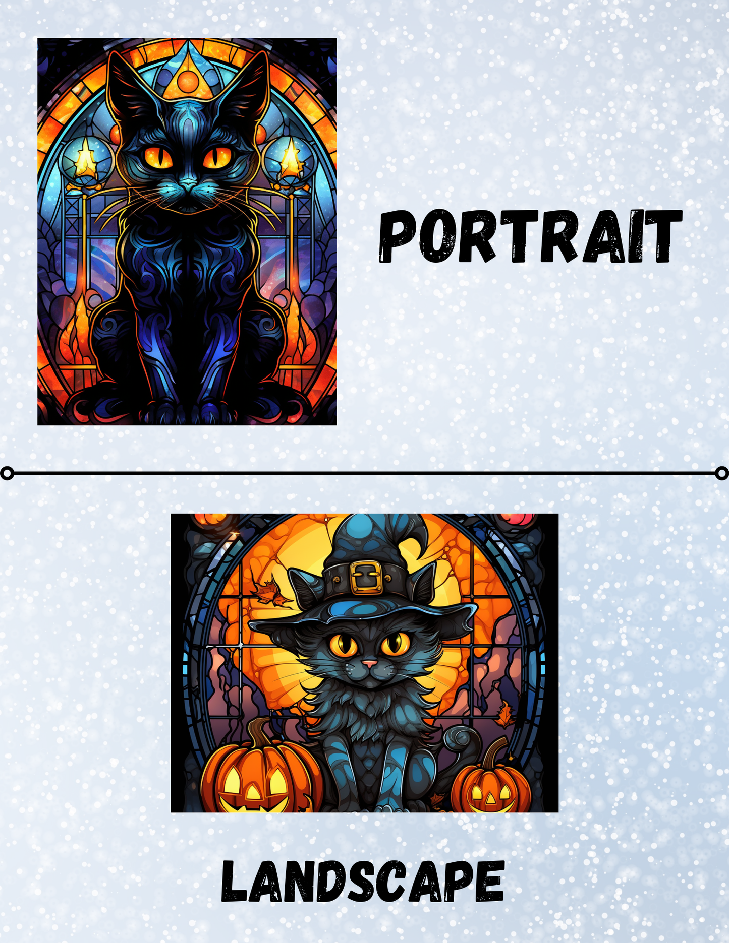 "Stained Glass Halloween Cats" Decorative Diamond Painting Release Papers