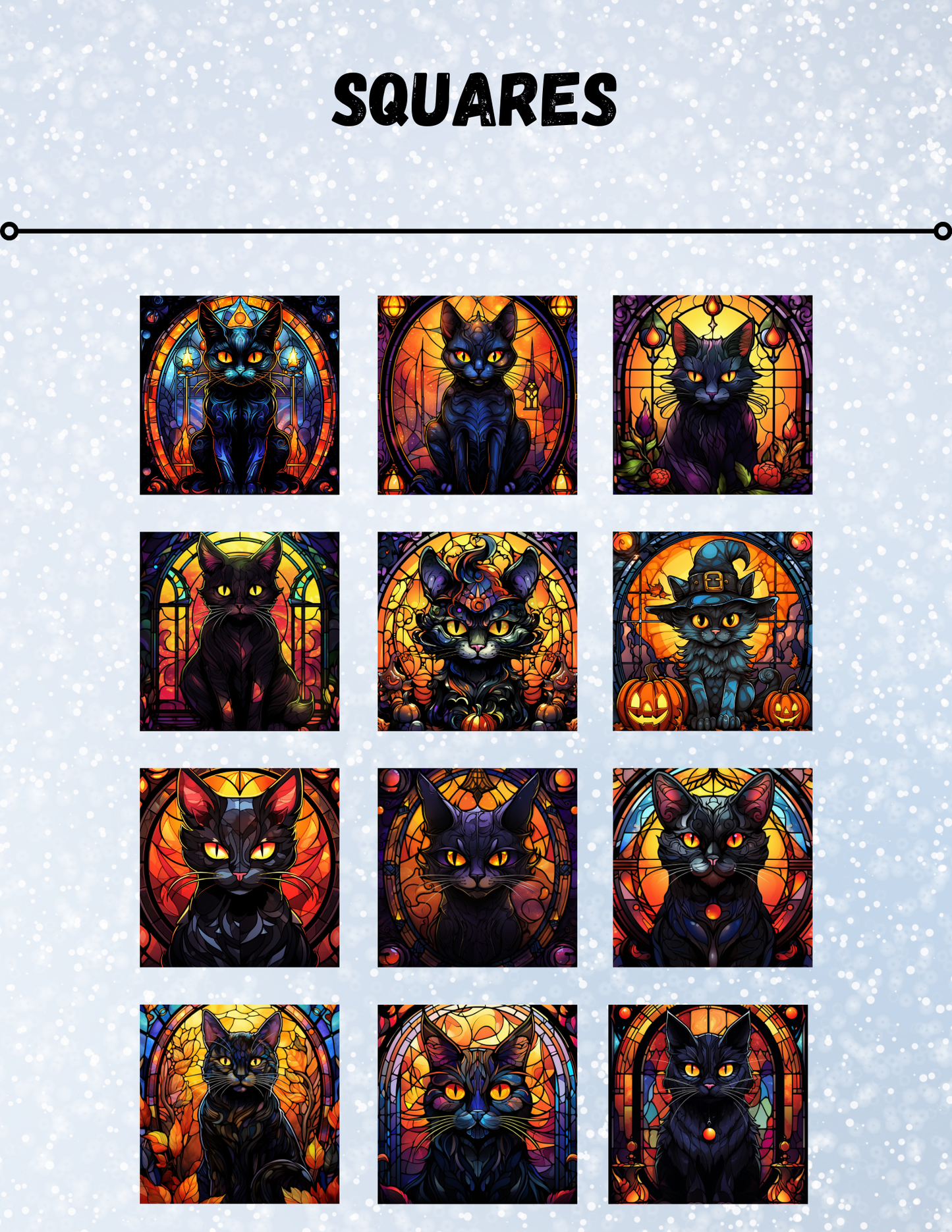 "Stained Glass Halloween Cats" Decorative Diamond Painting Release Papers