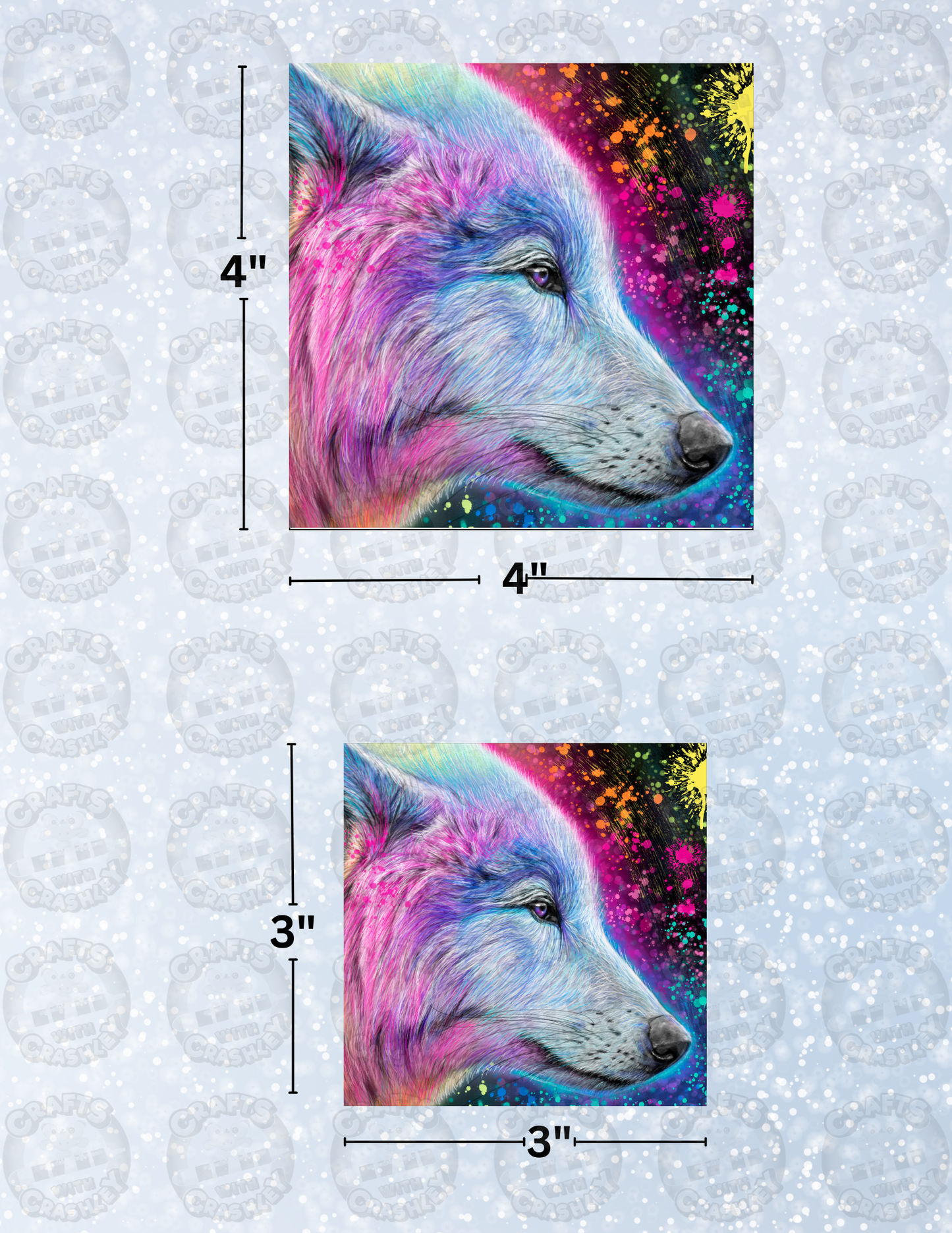 "Neon Rainbow Wolf" by ©Sheena Pike Decorative Diamond Painting Release Papers