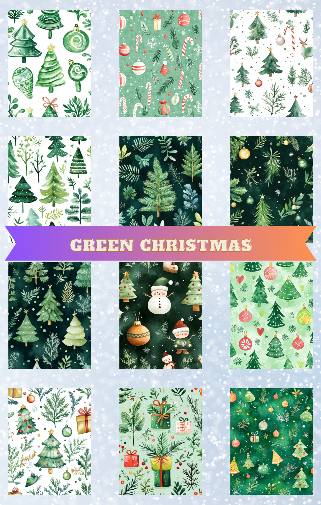 "Green Christmas" Decorative Diamond Painting Release Paper