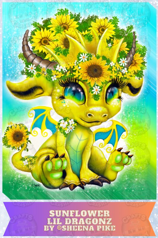 "Sunflower Lil Dragonz" by ©Sheena Pike Decorative Diamond Painting Release Papers