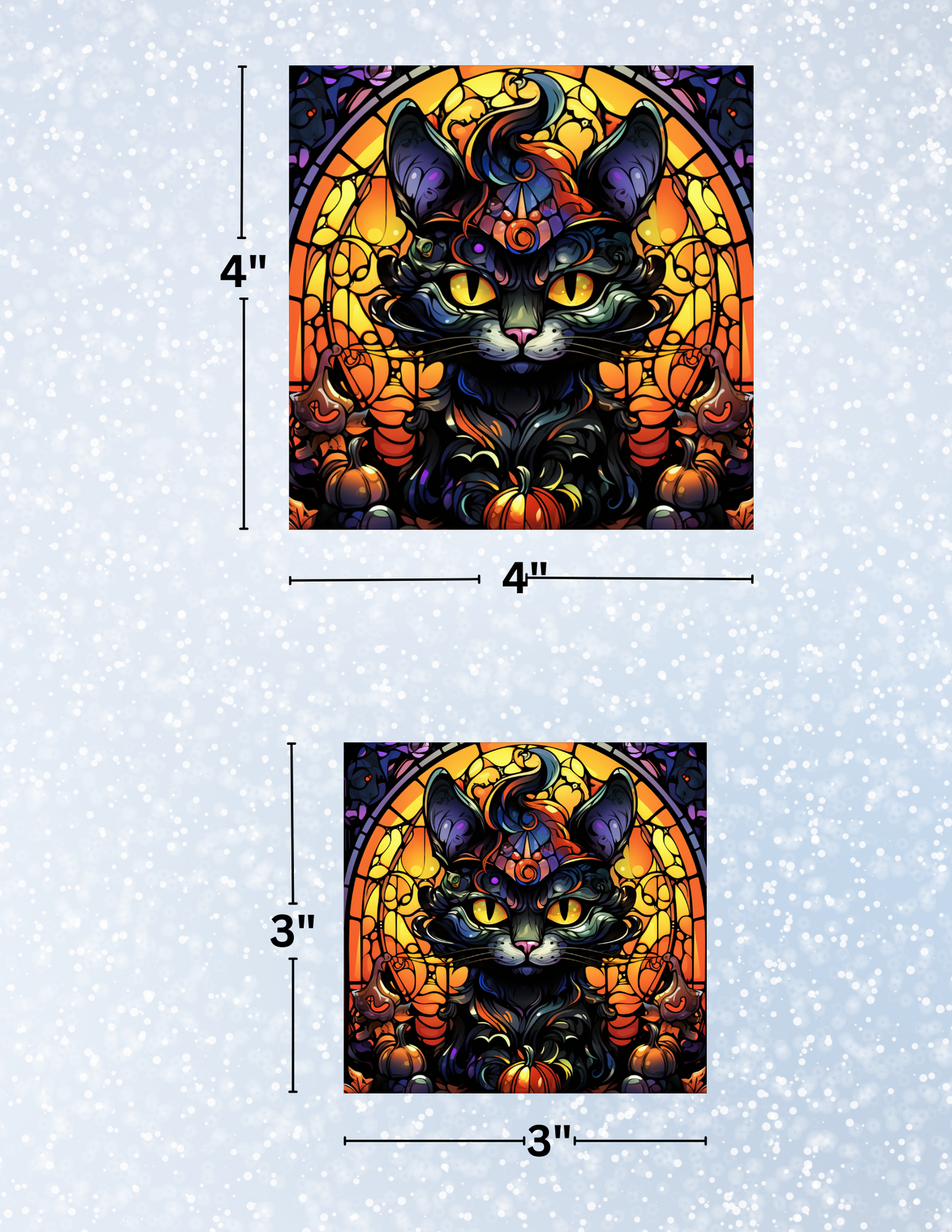 "Stained Glass Halloween Cats" Decorative Diamond Painting Release Papers