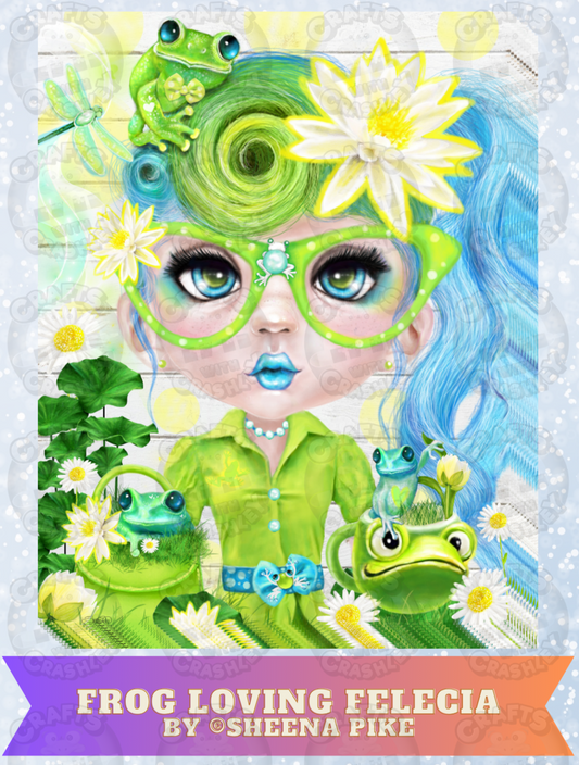 "Frog Loving Felecia" by ©Sheena Pike Decorative Diamond Painting Release Papers