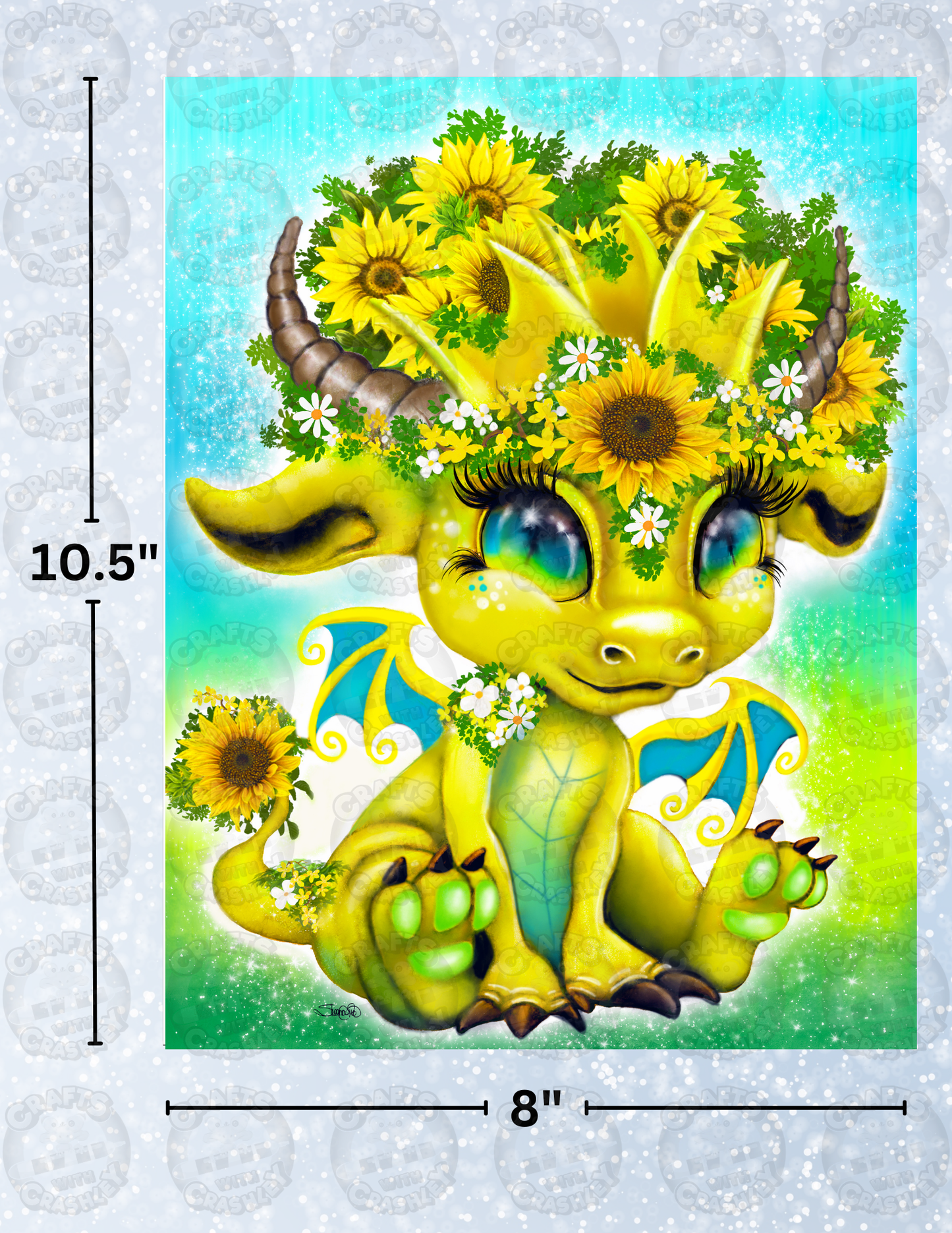 "Sunflower Lil Dragonz" by ©Sheena Pike Decorative Diamond Painting Release Papers