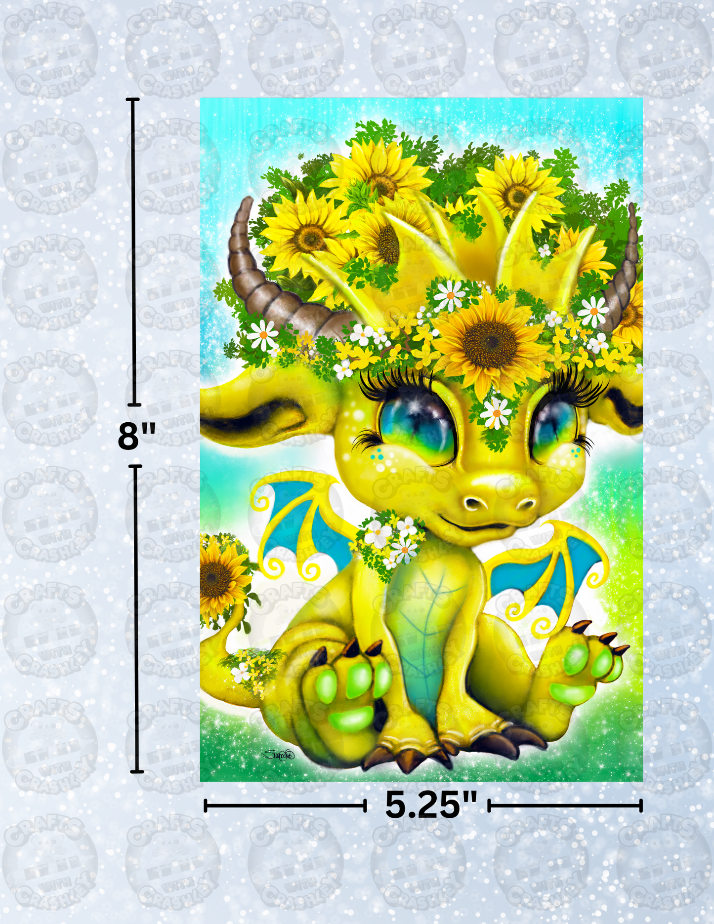 "Sunflower Lil Dragonz" by ©Sheena Pike Decorative Diamond Painting Release Papers