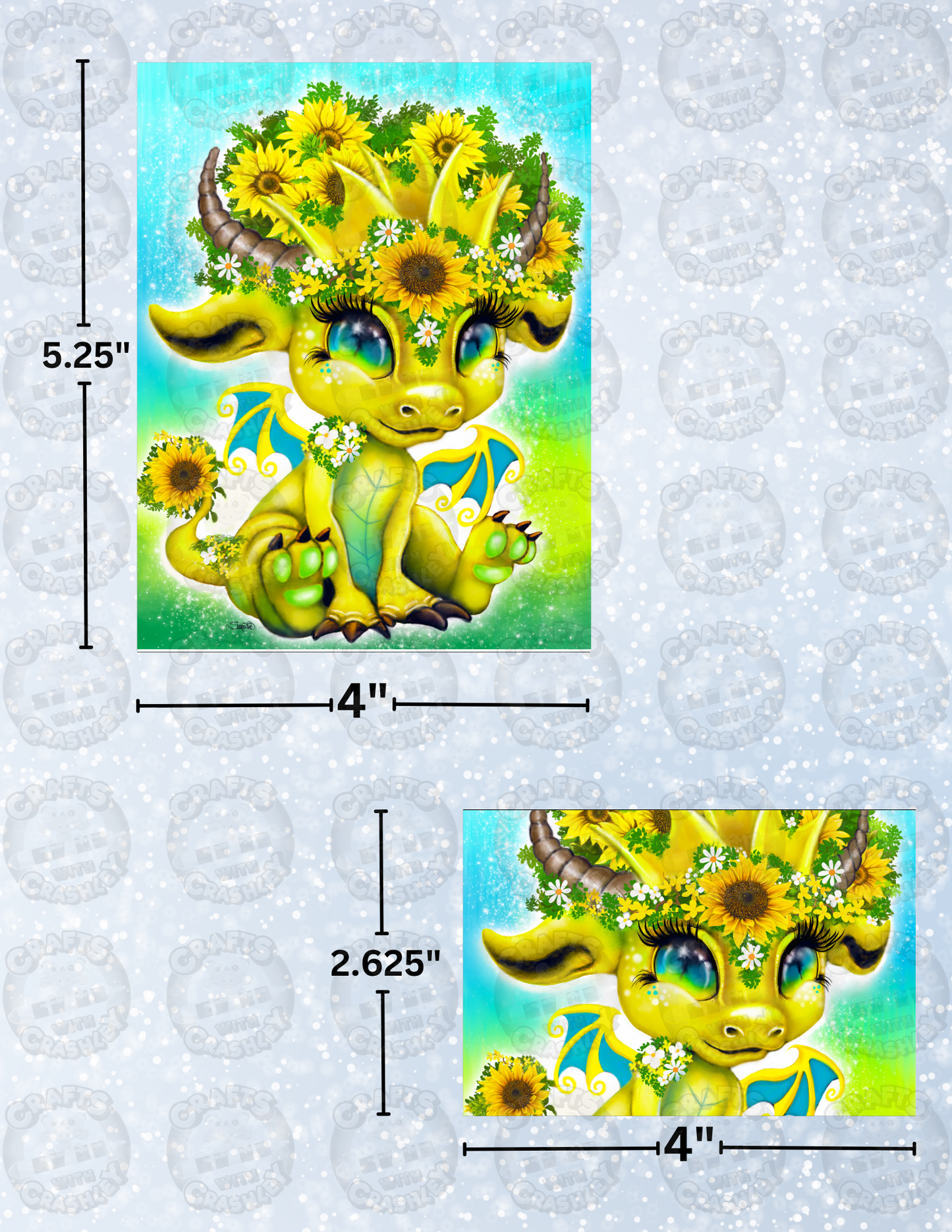 "Sunflower Lil Dragonz" by ©Sheena Pike Decorative Diamond Painting Release Papers