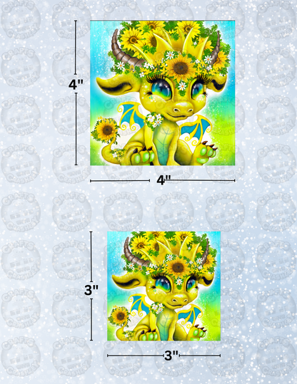 "Sunflower Lil Dragonz" by ©Sheena Pike Decorative Diamond Painting Release Papers