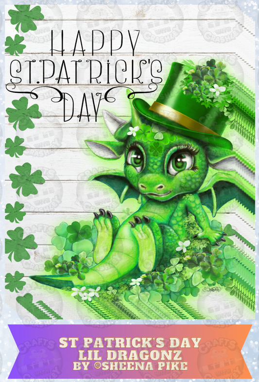 "St Patrick's Day Lil Dragonz" by ©Sheena Pike Decorative Diamond Painting Release Papers