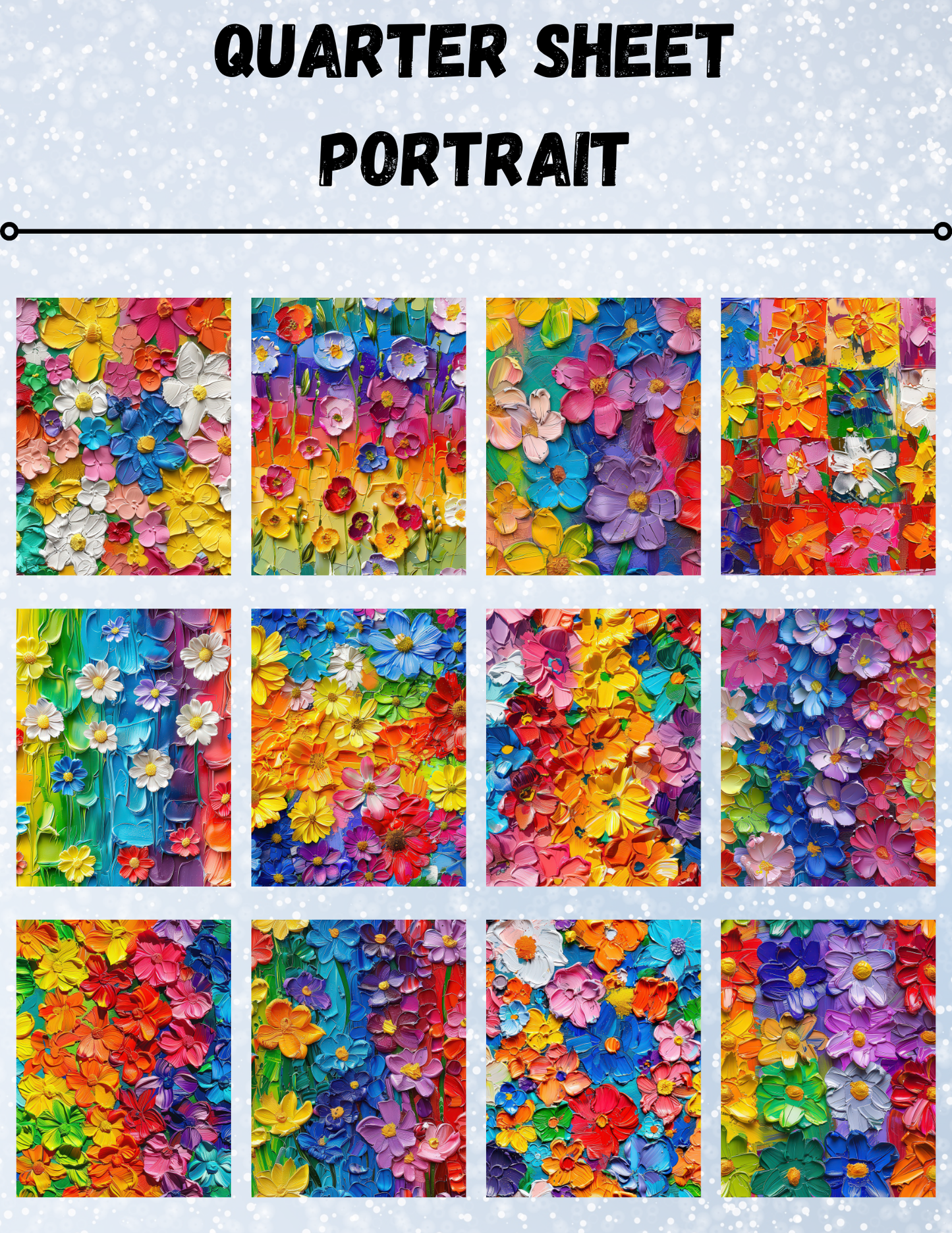 "Rainbow Oil Painted Flowers" Decorative Diamond Painting Release Papers