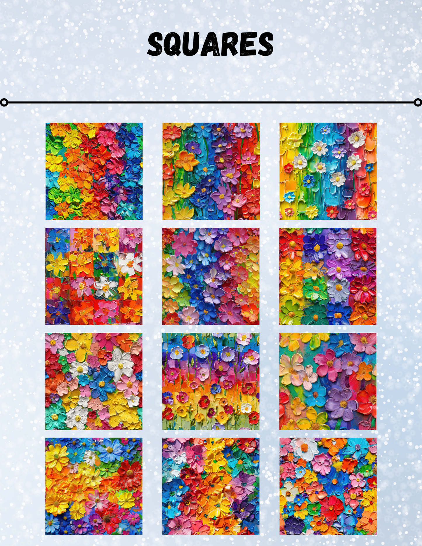 "Rainbow Oil Painted Flowers" Decorative Diamond Painting Release Papers