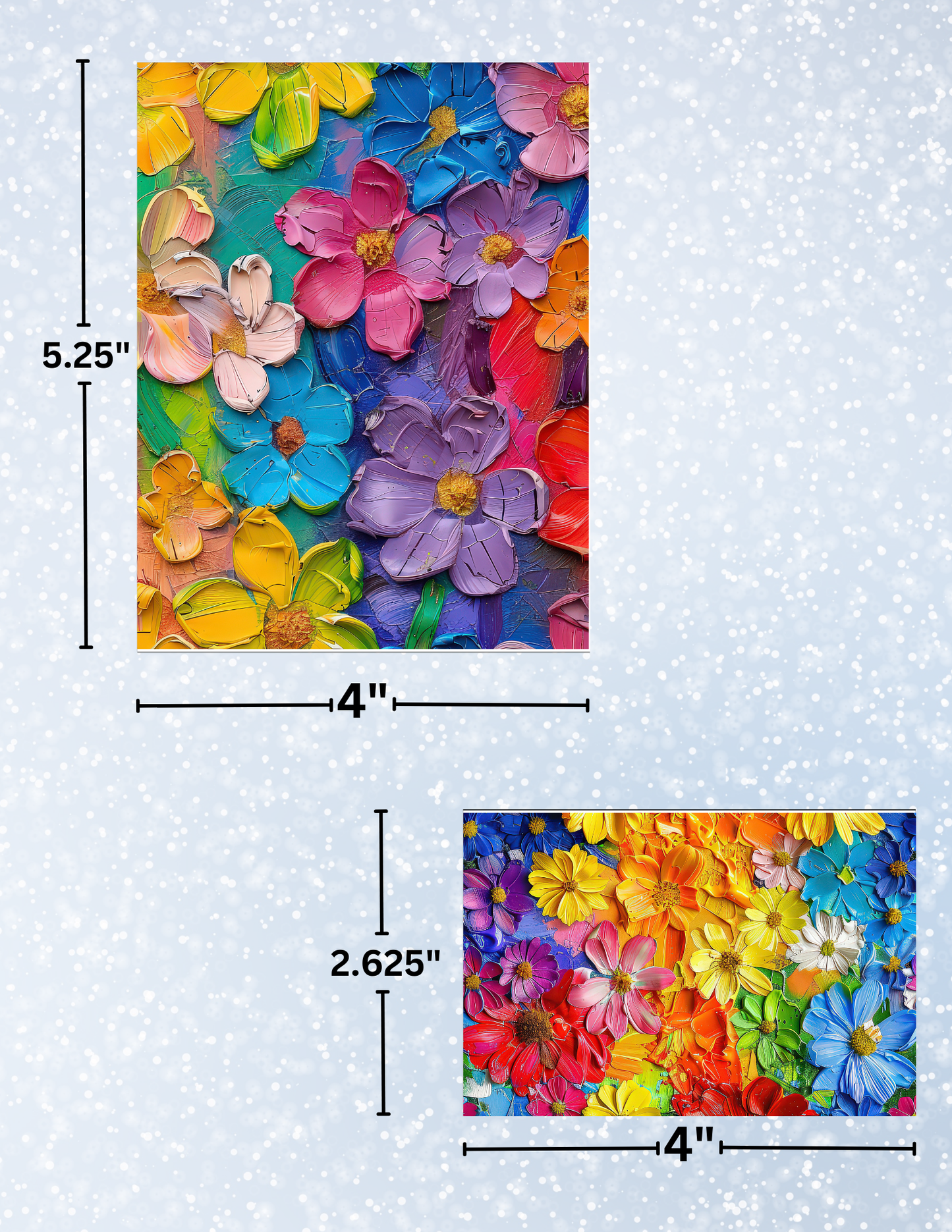 "Rainbow Oil Painted Flowers" Decorative Diamond Painting Release Papers