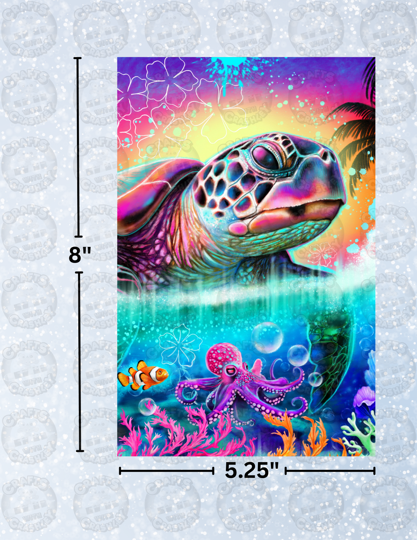 "Neon Vibes Sea Turtle" by ©Sheena Pike Decorative Diamond Painting Release Papers