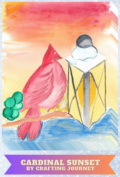 "Cardinal Sunset" By Crafting and Crime Daily Decorative Diamond Painting Release Papers