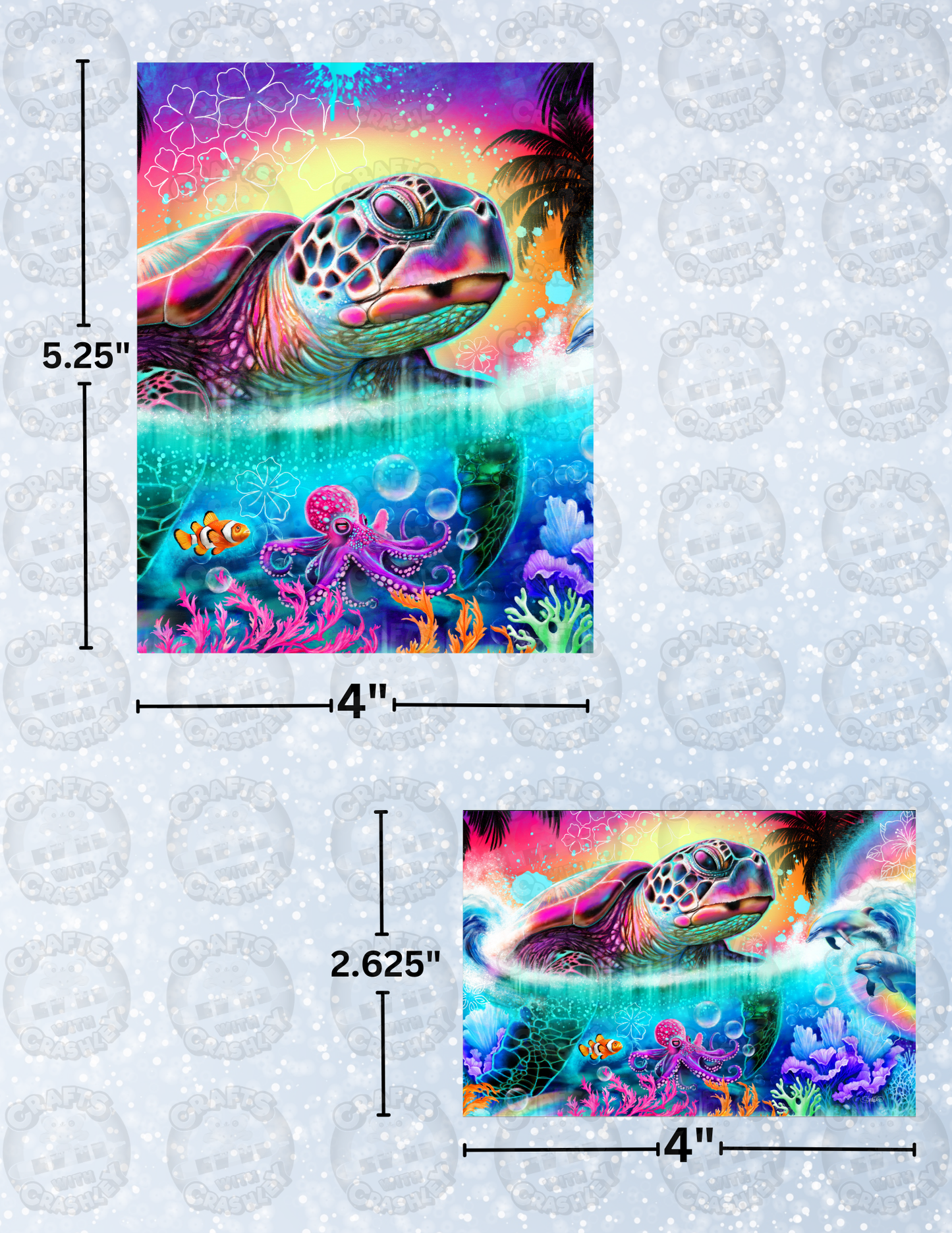 "Neon Vibes Sea Turtle" by ©Sheena Pike Decorative Diamond Painting Release Papers