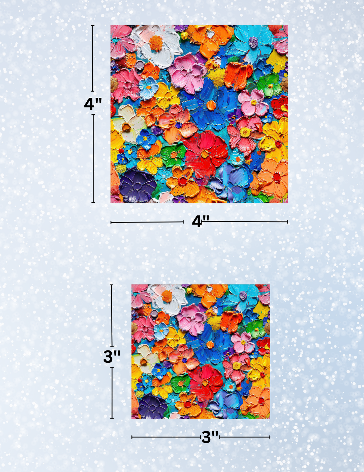 "Rainbow Oil Painted Flowers" Decorative Diamond Painting Release Papers