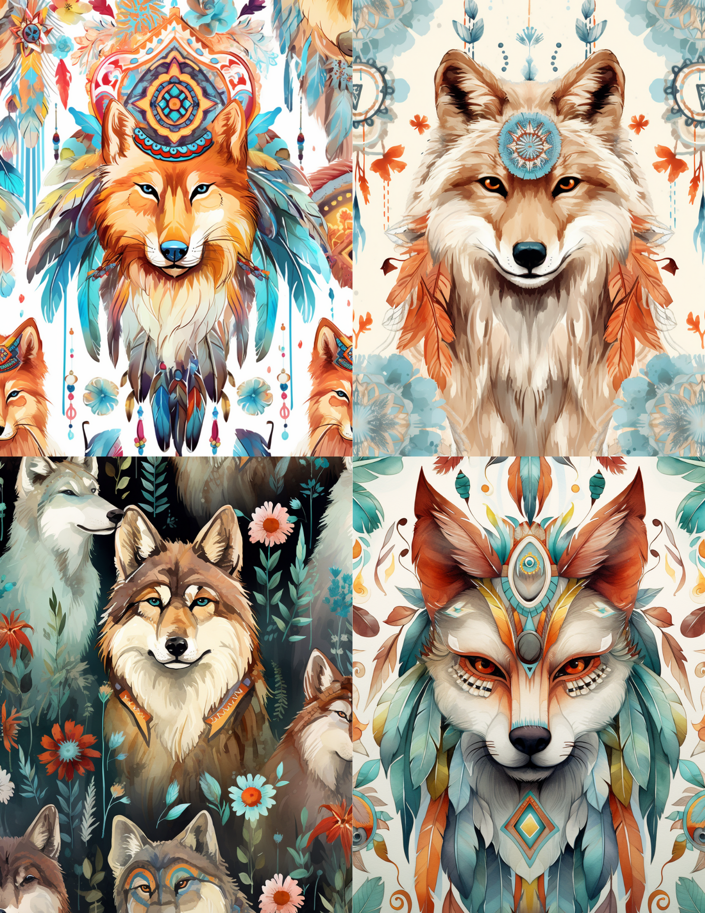 "Native Wolves" Premium Diamond Painting Release Papers