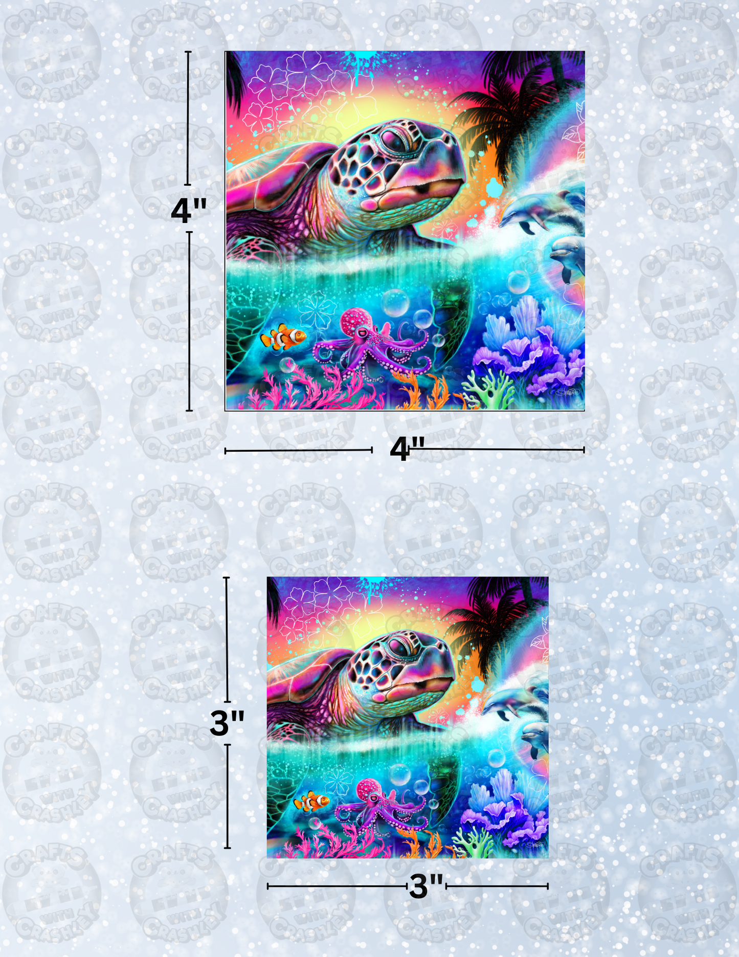 "Neon Vibes Sea Turtle" by ©Sheena Pike Decorative Diamond Painting Release Papers