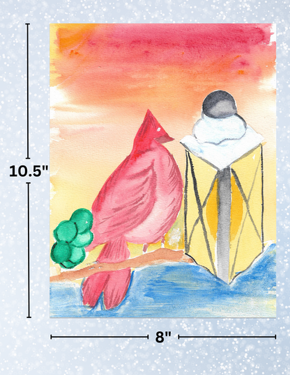 "Cardinal Sunset" By Crafting and Crime Daily Decorative Diamond Painting Release Papers