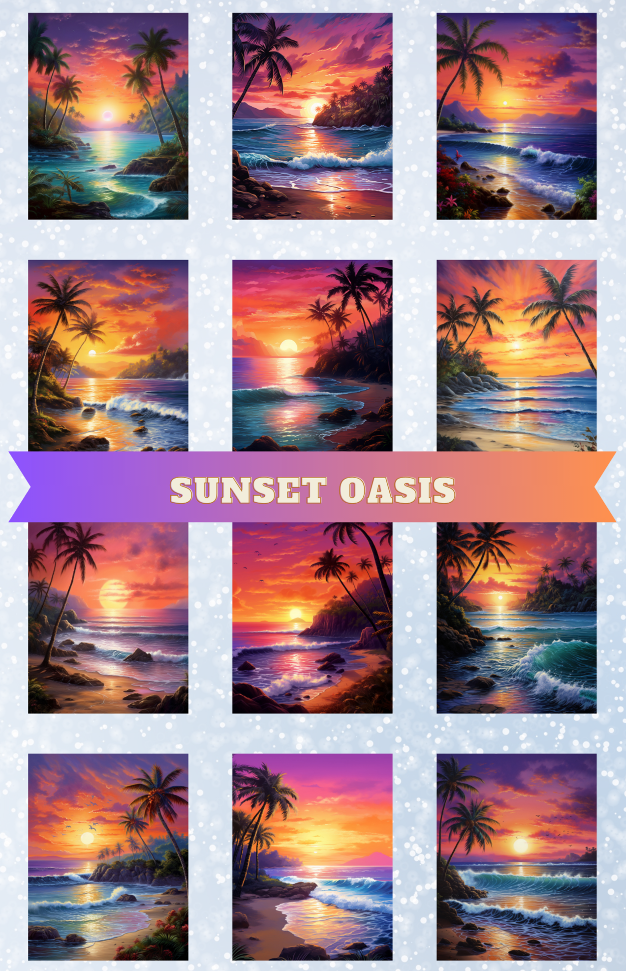 "Sunset Oasis" Premium Diamond Painting Release Papers