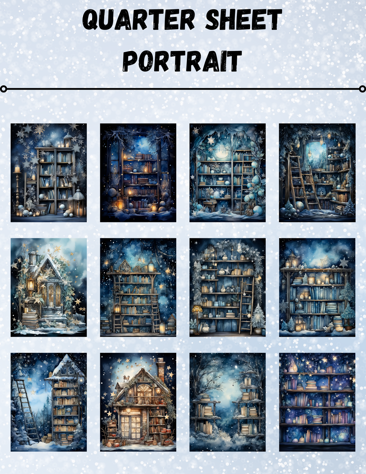 "Winter Forest Library 1" Decorative Diamond Painting Release Paper