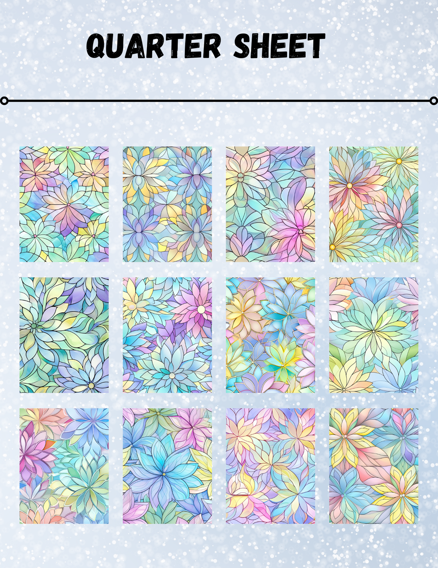 "Pastel Stained Glass Flowers" Decorative Diamond Painting Release Papers