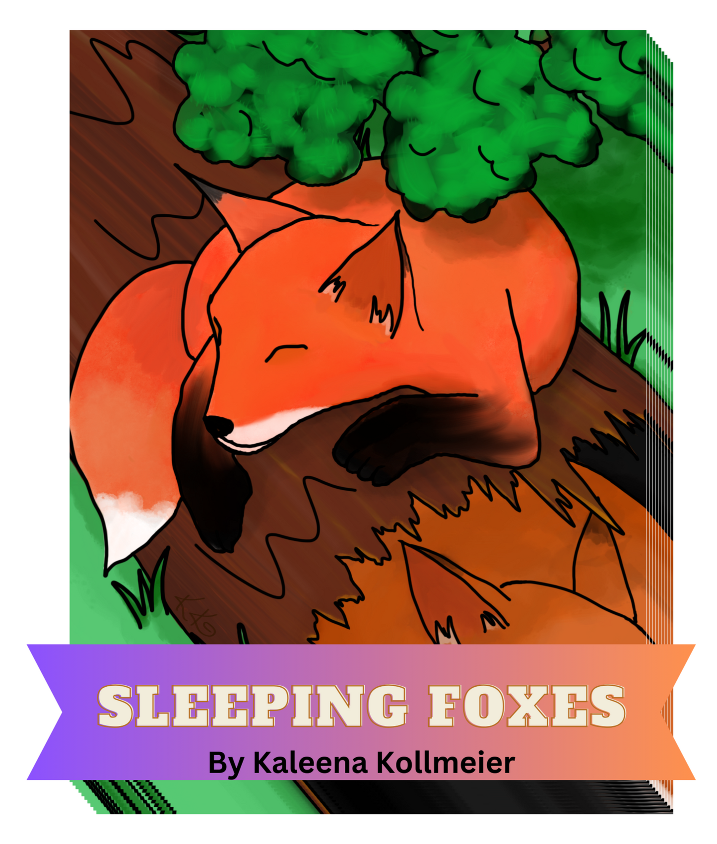 "Sleeping Foxes" by Kaleena Kollmeier Decorative Diamond Painting Release Papers