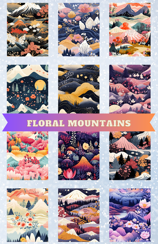 "Floral Mountains" Premium Diamond Painting Release Papers