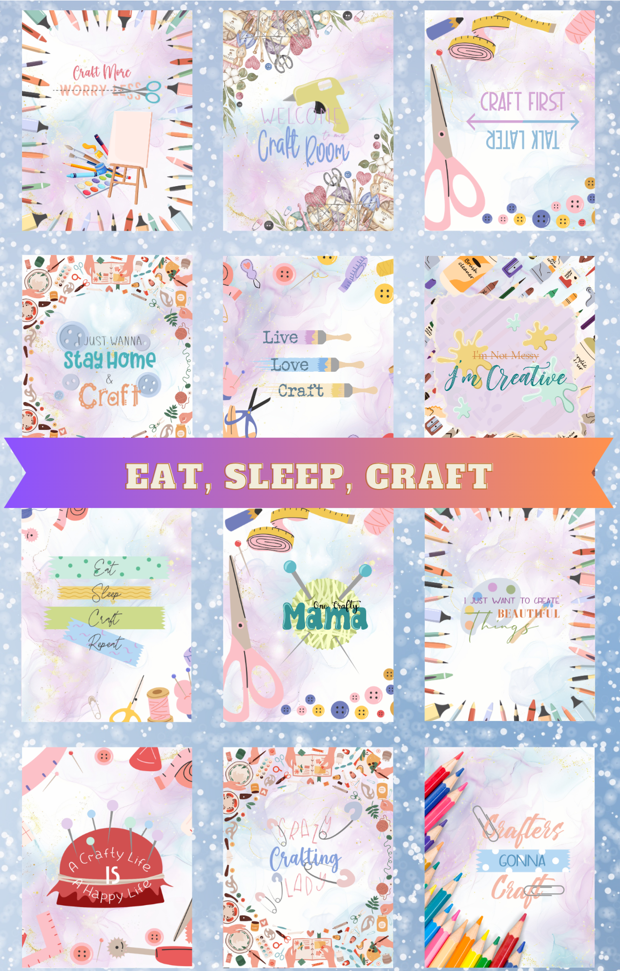 "Eat, Sleep, CRAFT" Premium Diamond Painting Release Papers