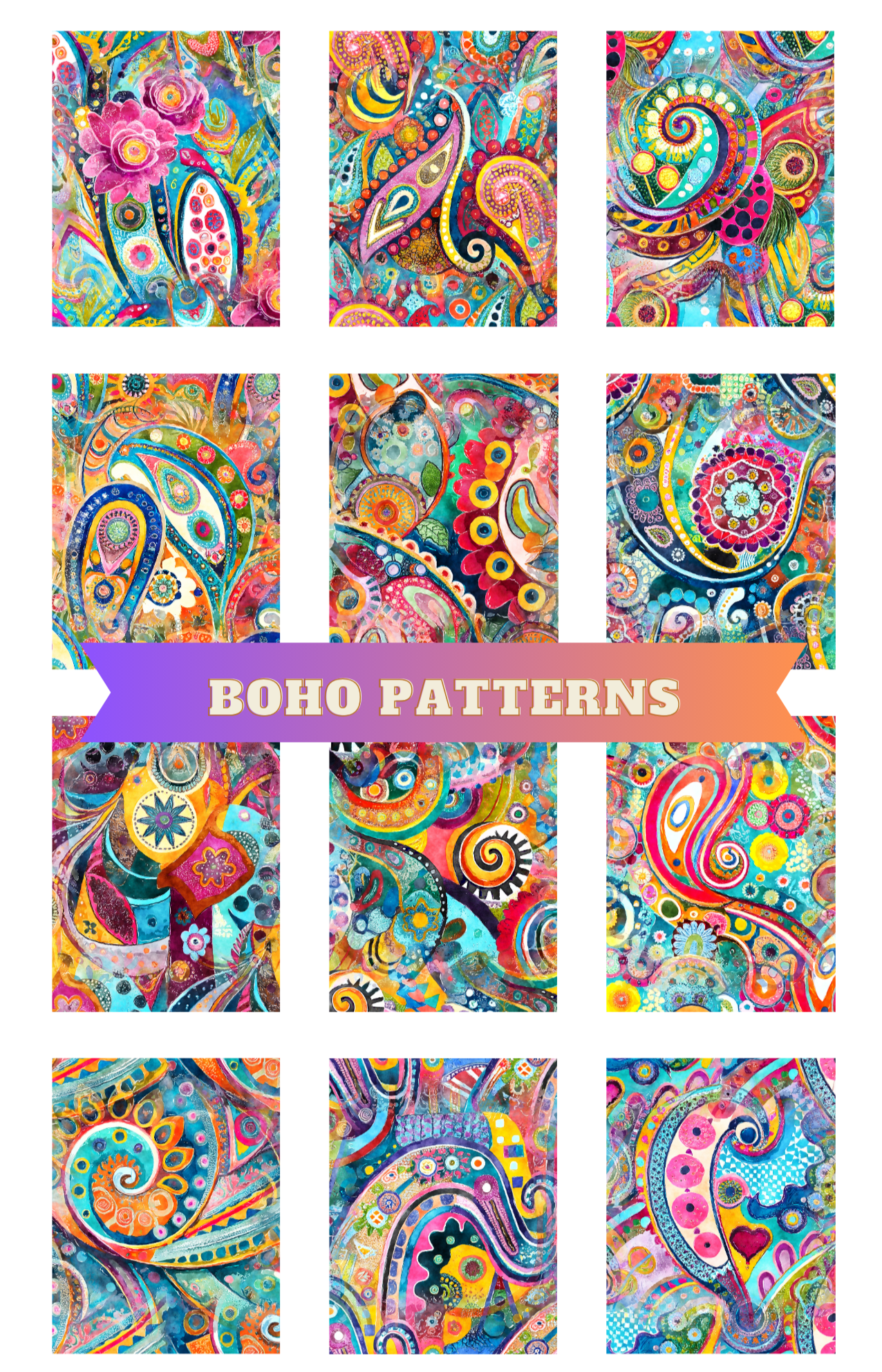 "Boho Patterns" Premium Diamond Painting Release Papers