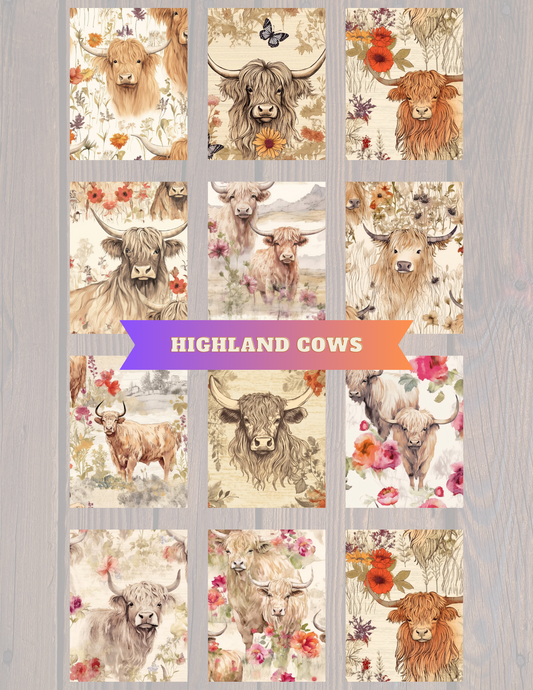 "Highland Cows" Premium Diamond Painting Release Papers