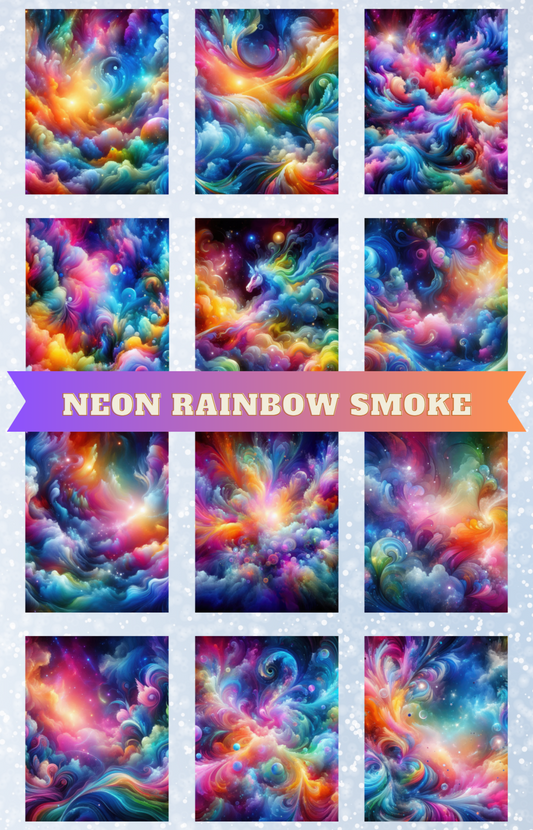 "Neon Rainbow Smoke" Premium Diamond Painting Release Papers