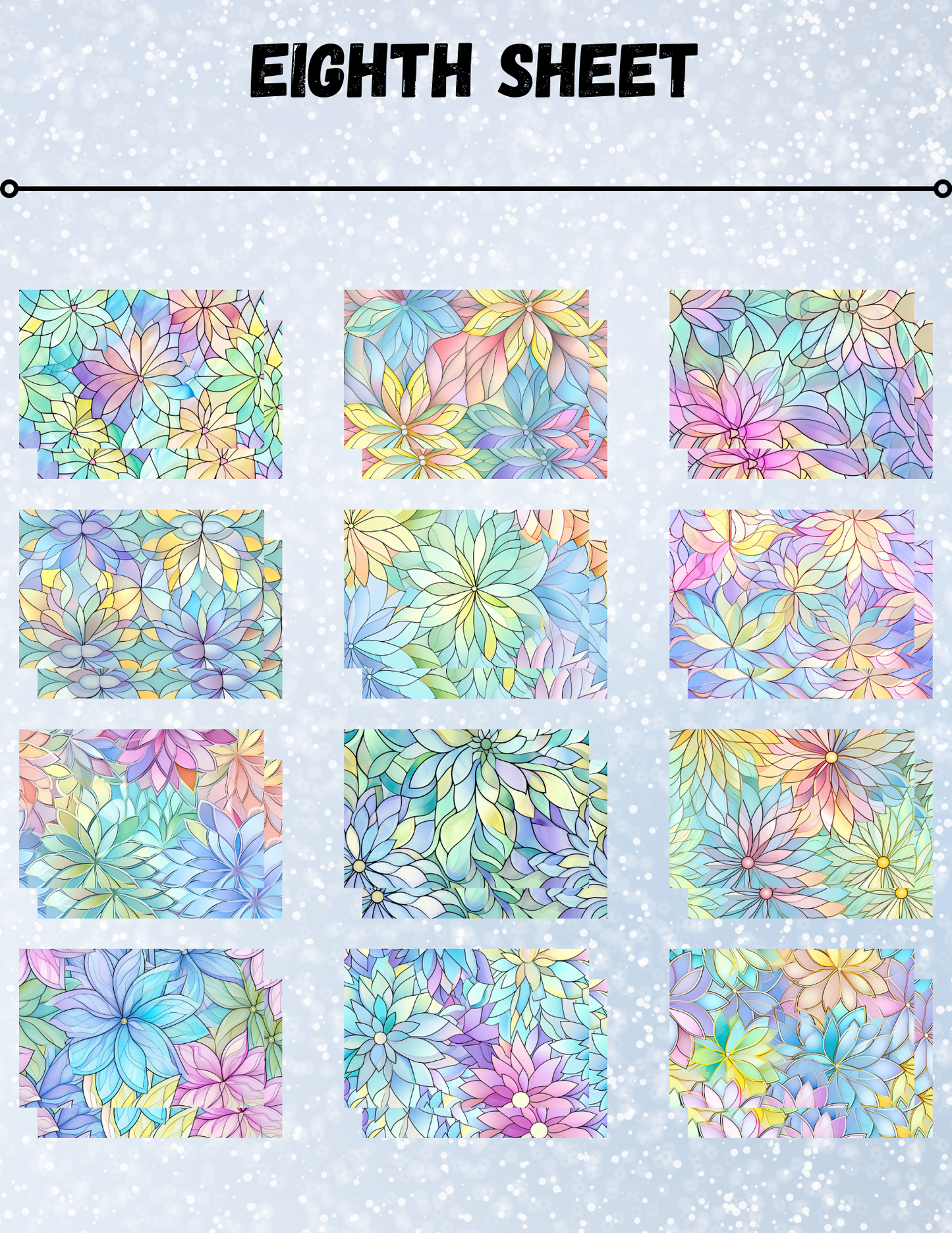 "Pastel Stained Glass Flowers" Decorative Diamond Painting Release Papers